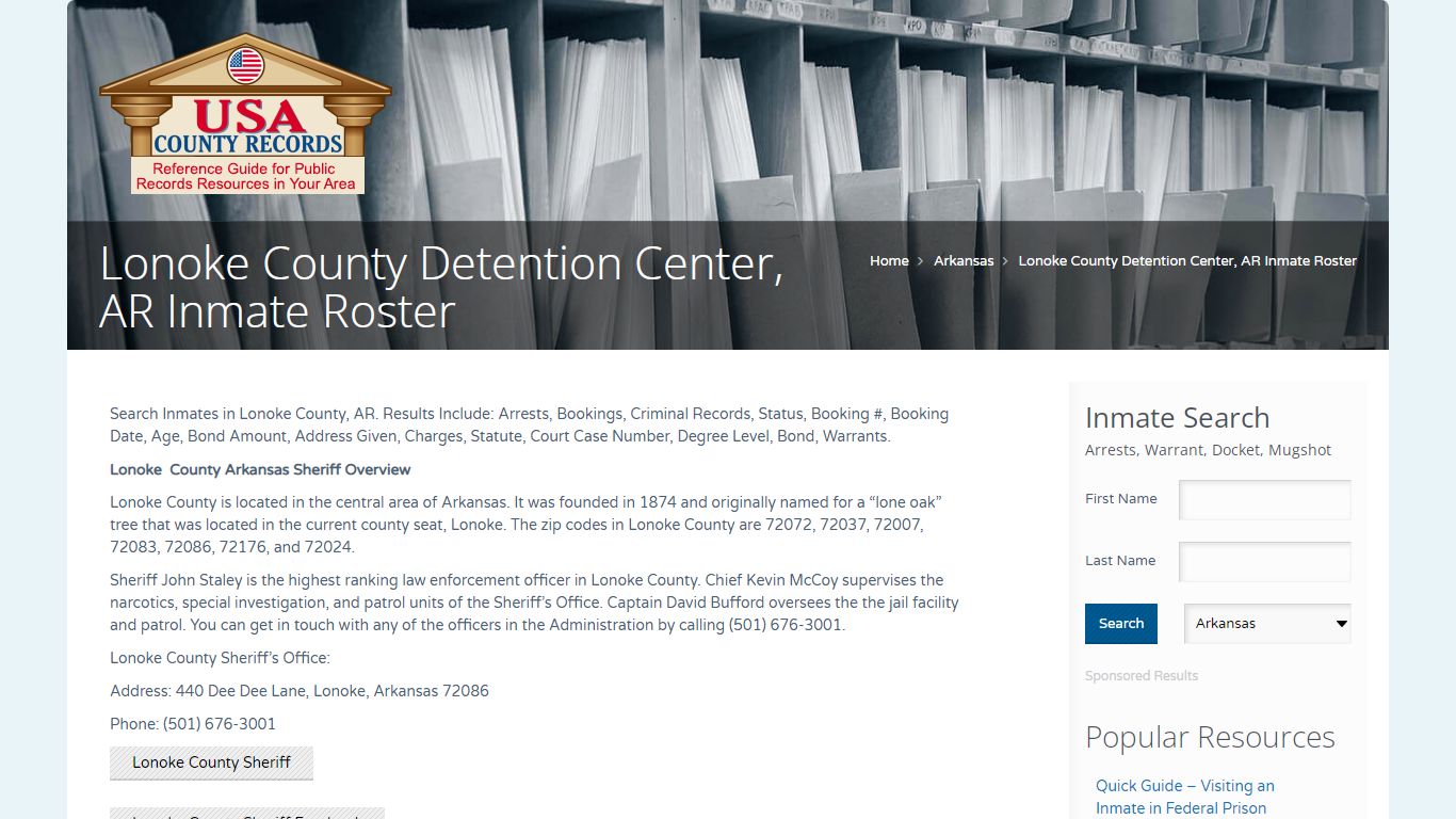 Lonoke County Detention Center, AR Inmate Roster | Name Search