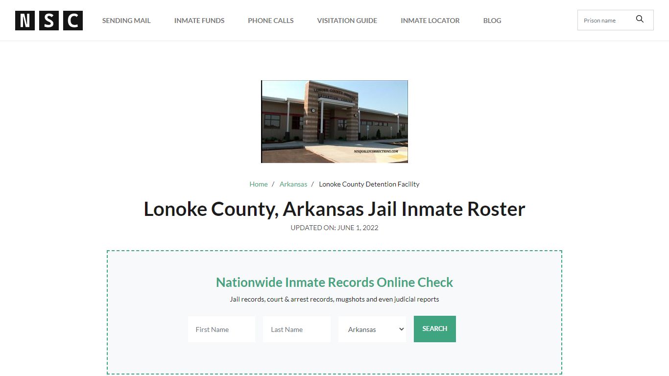 Lonoke County, Arkansas Jail Inmate Roster